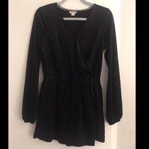 Black Velvet Bishop Sleeve Skort Romper